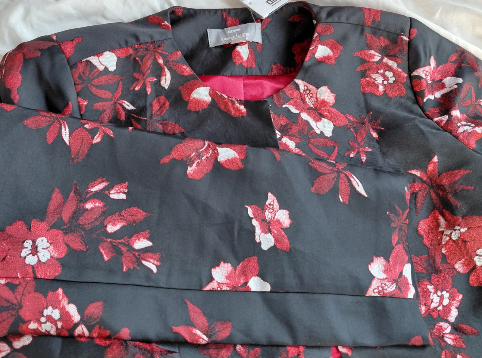 NWT Dennis Basso Platinum Floral Cropped Jacket Sz 6 Red A301451 Women ZB2