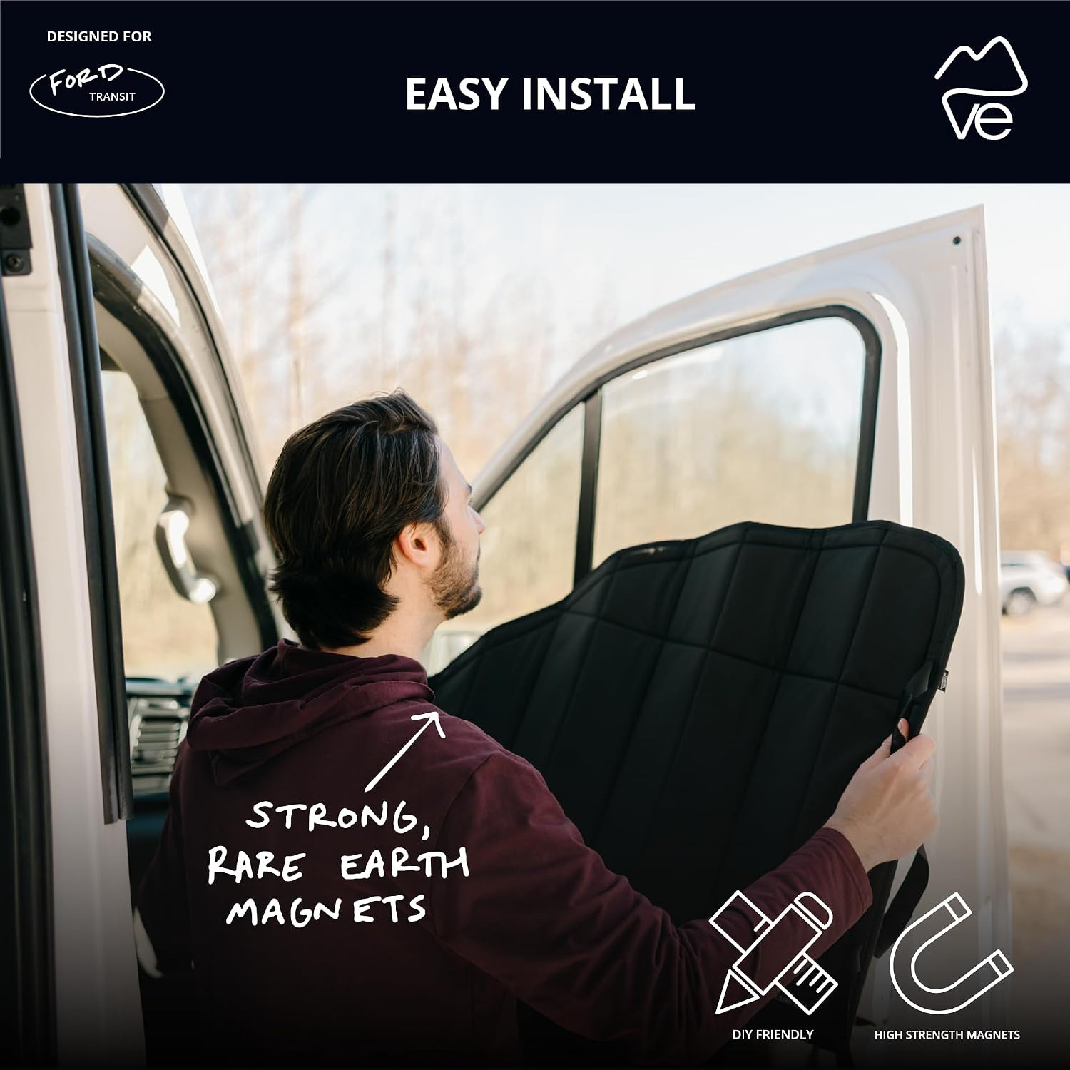 Ford Transit High Roof Blackout Window Covers – Insulated & Reflective Pair
