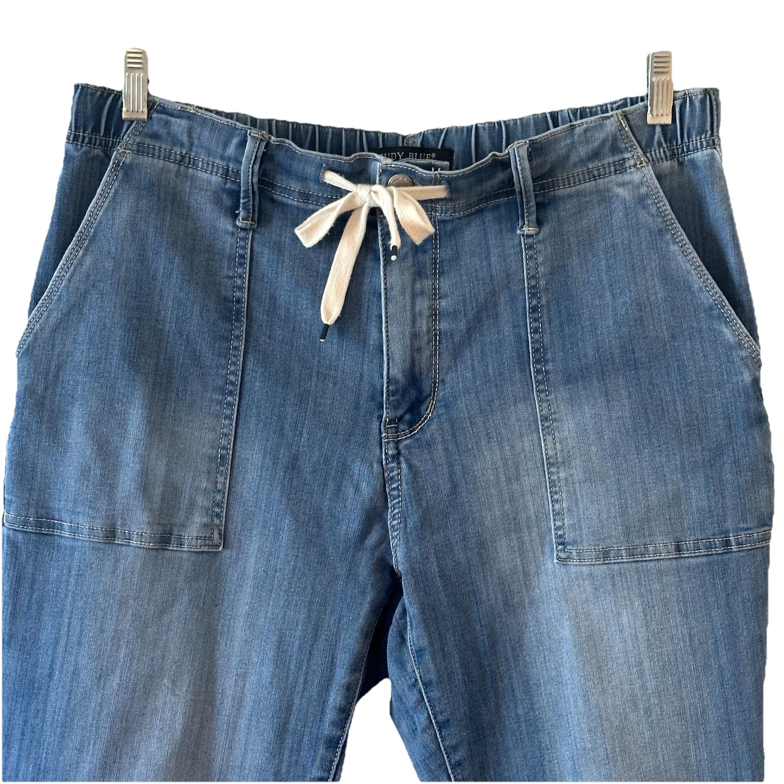 Judy Blue Womens High Waist Drawstring Jogger Straight Leg Jeans Size 15 30