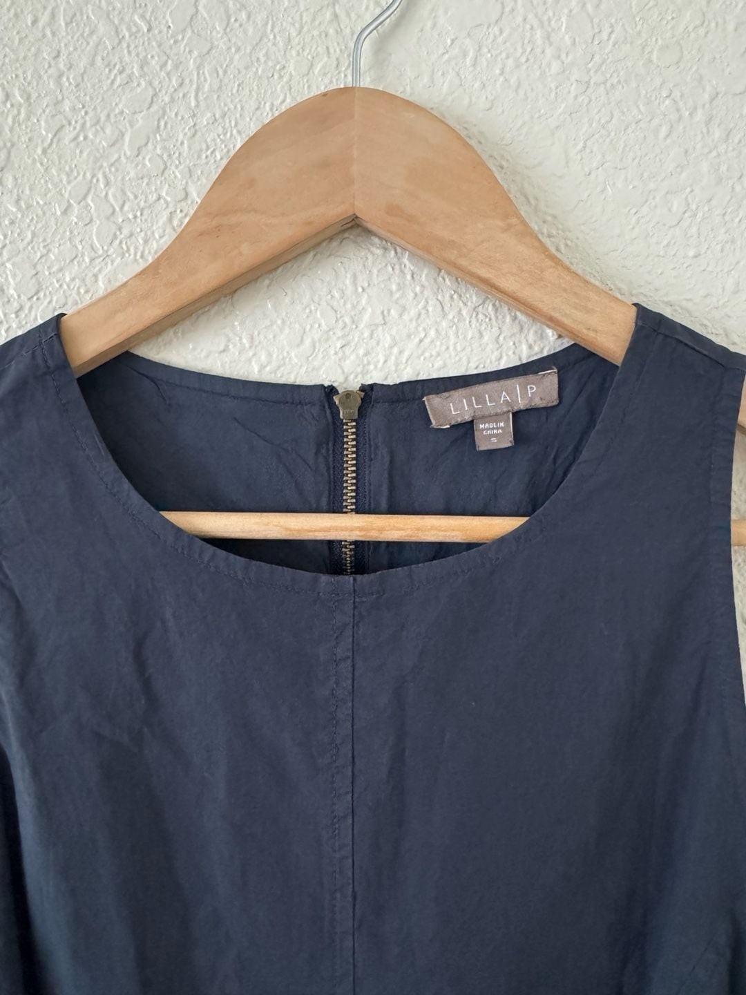 Lilla P Navy Eyelet High-Neck Sleeveless Mini Dress