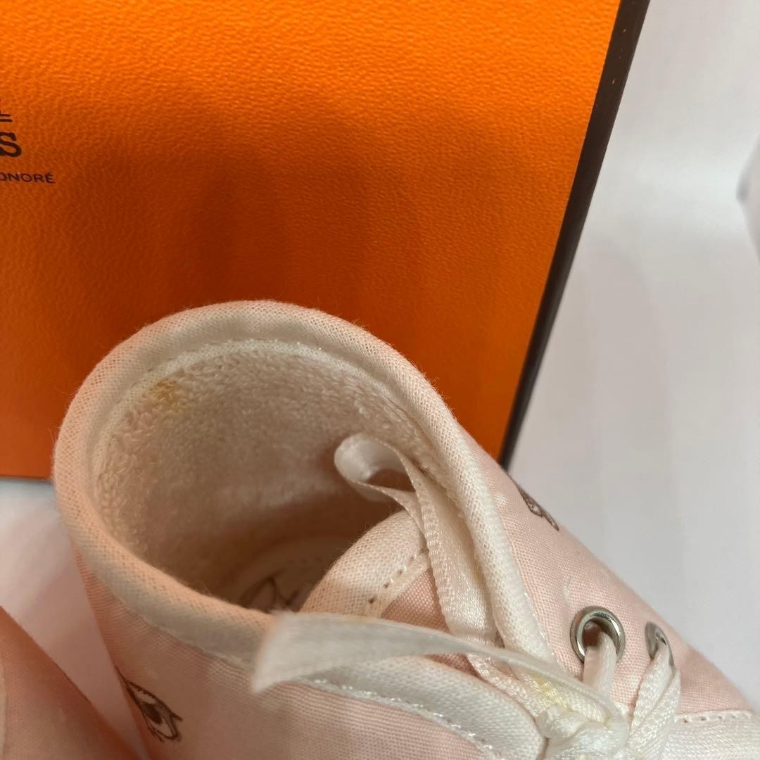 Hermes baby shoes 100% cotton Pink Linen Animal Print Pattern JAPAN