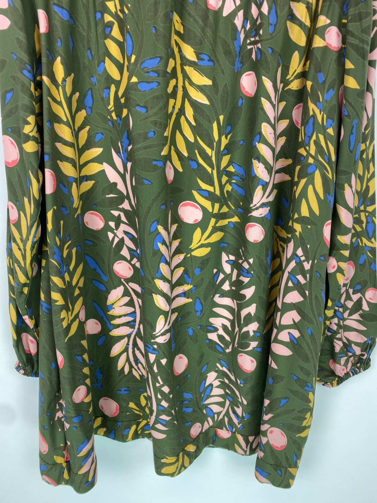 Brakeburn Green Floral Print Smock Top Round Neck Long Sleeve Pockets UK 8