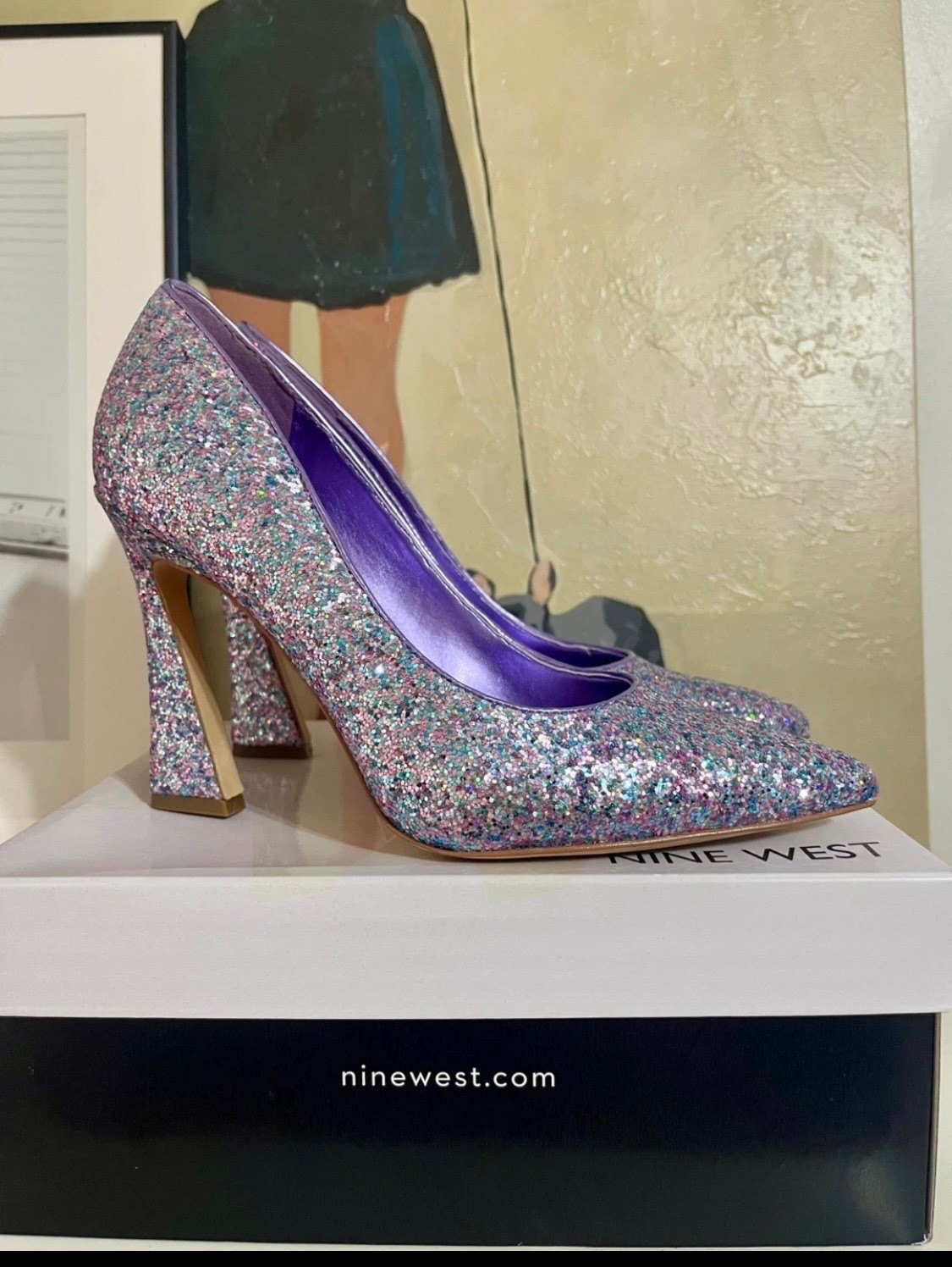 Nine West TRENDZ Purple Glitter High Heels – Size 8M (***runs small)