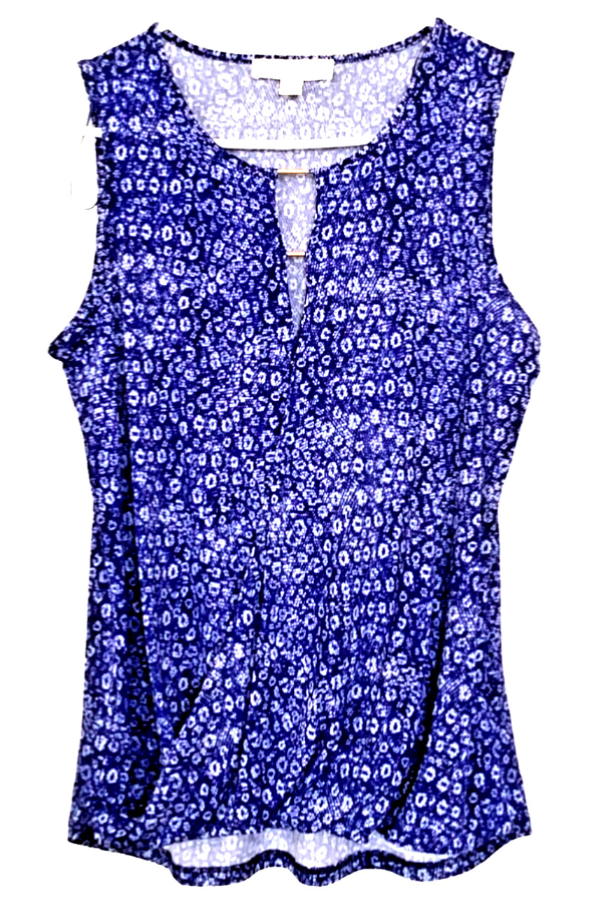 Michael Kors $99.50 Women’s Sz M Blue Printed Sleeveless Crossover Front Top NWT