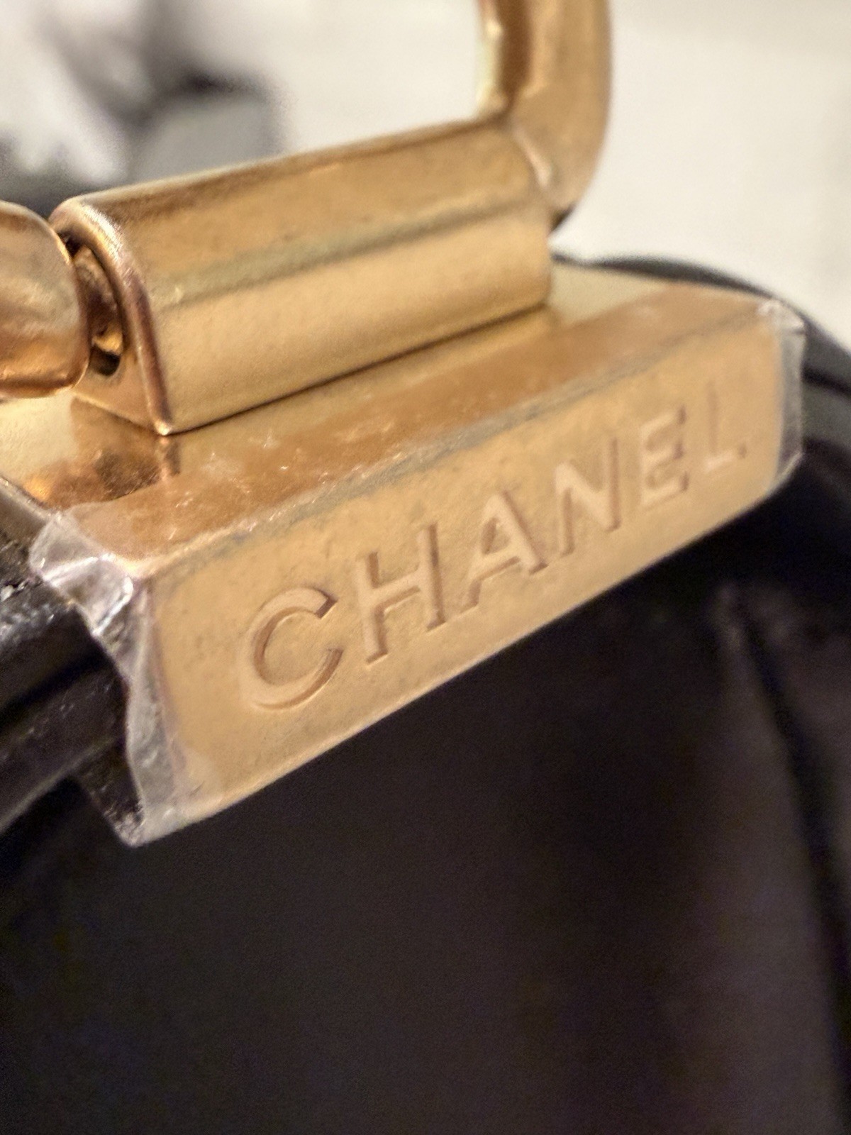 Exceptional CHANEL Boy Gold Hardware Quilted Shoulder Bag Medium Black Leather