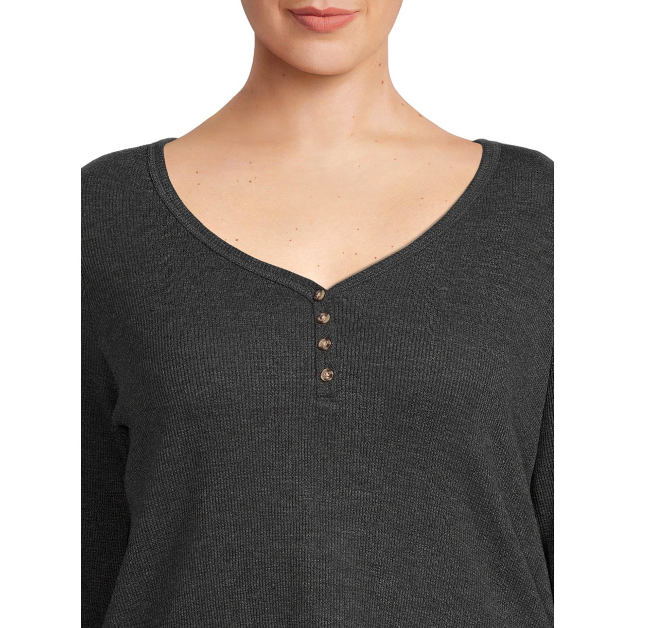 Terra & Sky Women’s Plus Size Long Sleeve Waffle Top – CHOOSE COLOR, 1X-5X