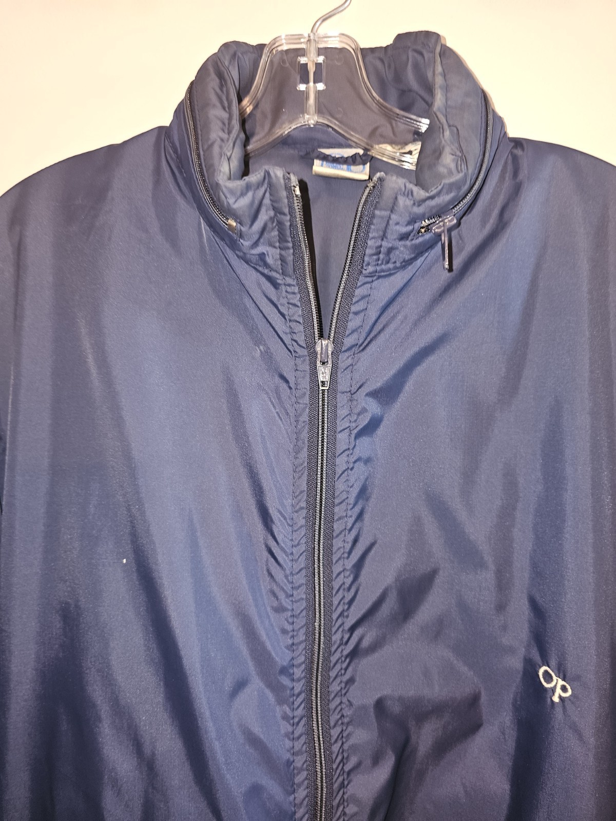Vintage Ocean Pacific Xl Mens Blue Embroidered Logo Jacket Windbreaker