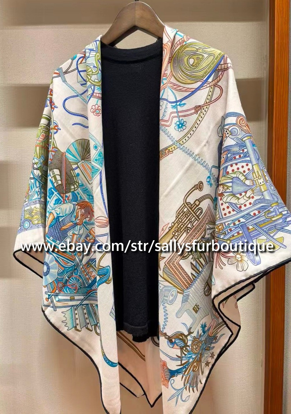 2026 Sallys 70% Cashmere 30% Silk Wrap Scarf Future Print Double Face Shawl 53″