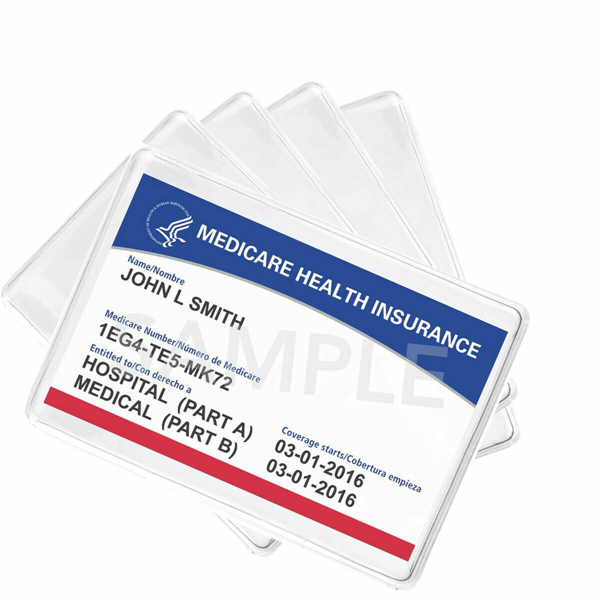 5 Pack – Medicare Card Holder Protector Sleeves – Clear Vinyl Credit Card Covers