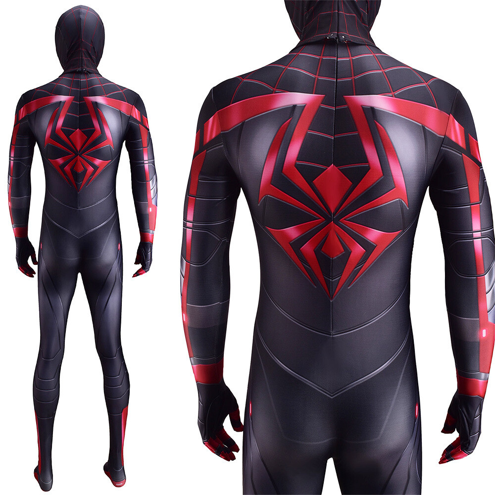 2021 Miles Morales Spiderman Jumpsuit Spider-man Cosplay Costume Suit Halloween