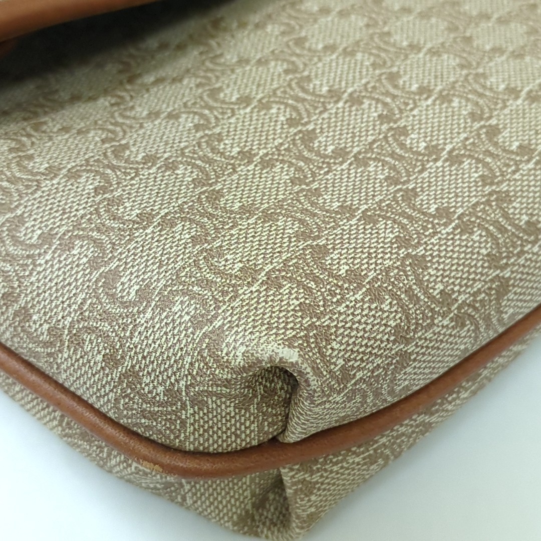 Authentic CELINE Macadam Clutch Bag PVC Leather Brown Vintage Macadam Handbag