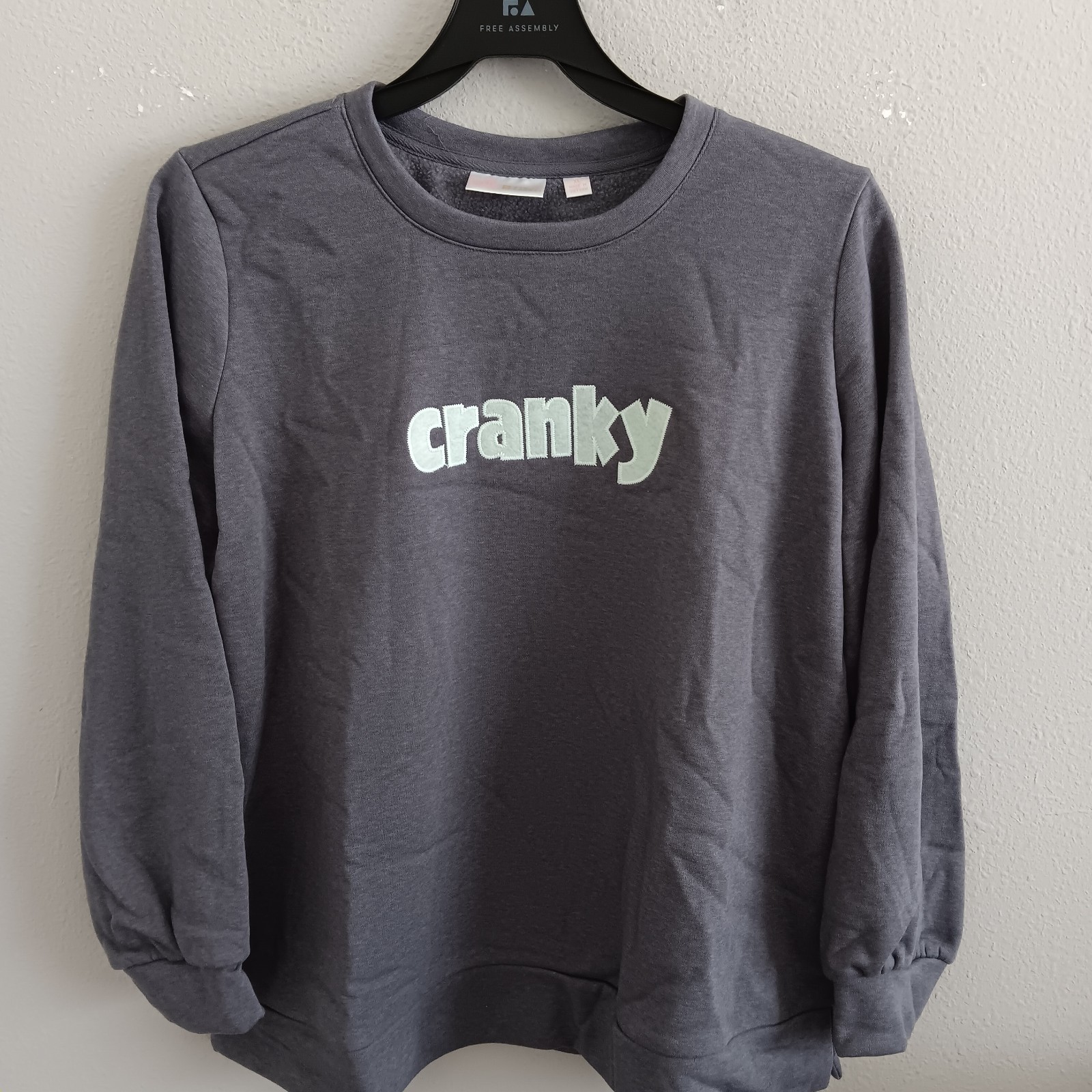 Belle by Kim Gravel Cranky Sponge Fleece Sweatshirt, Charcoal Sz XL a714868