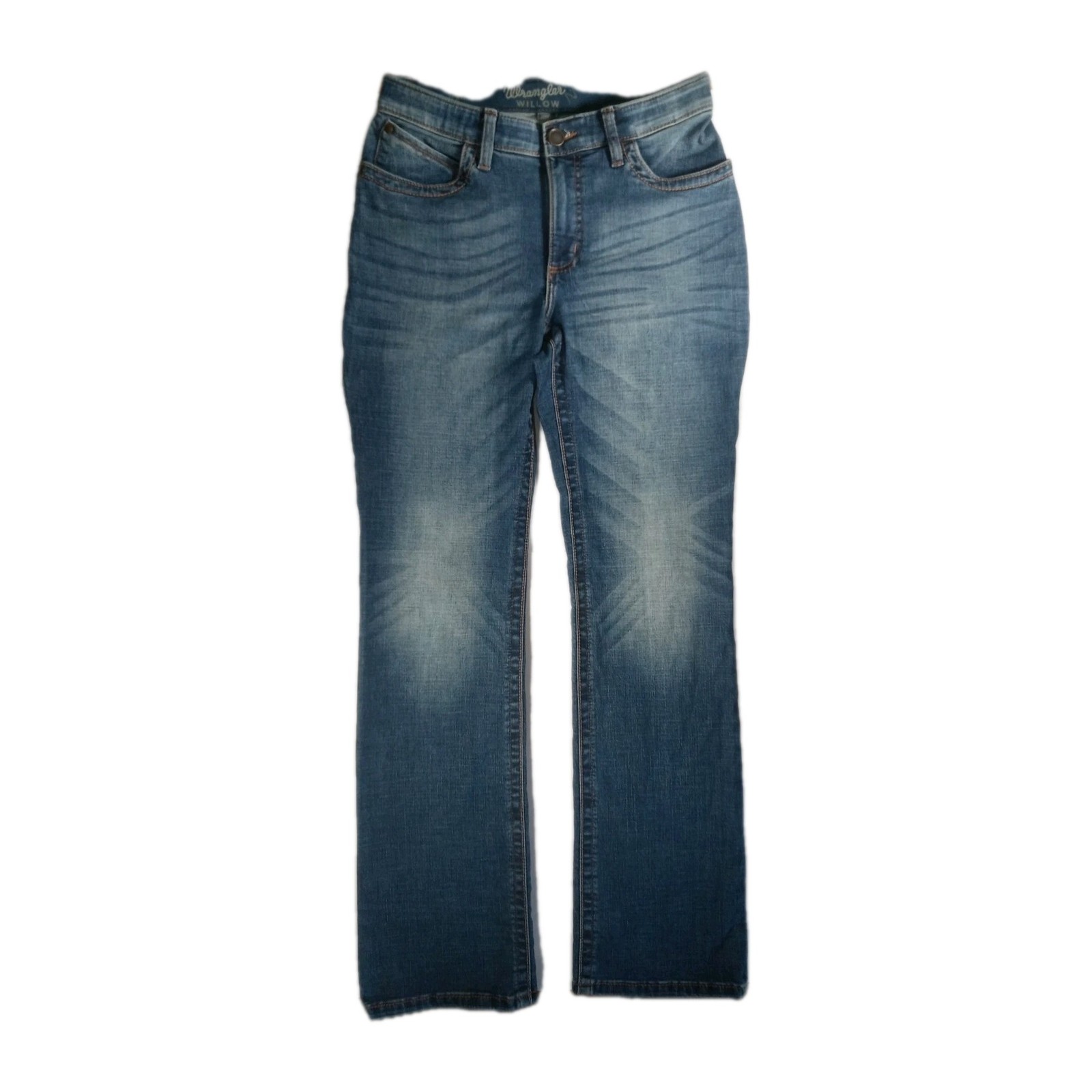 Wrangler Ultimate Riding Jean 9 Willow Women’s Blue Straight Denim Embroidered
