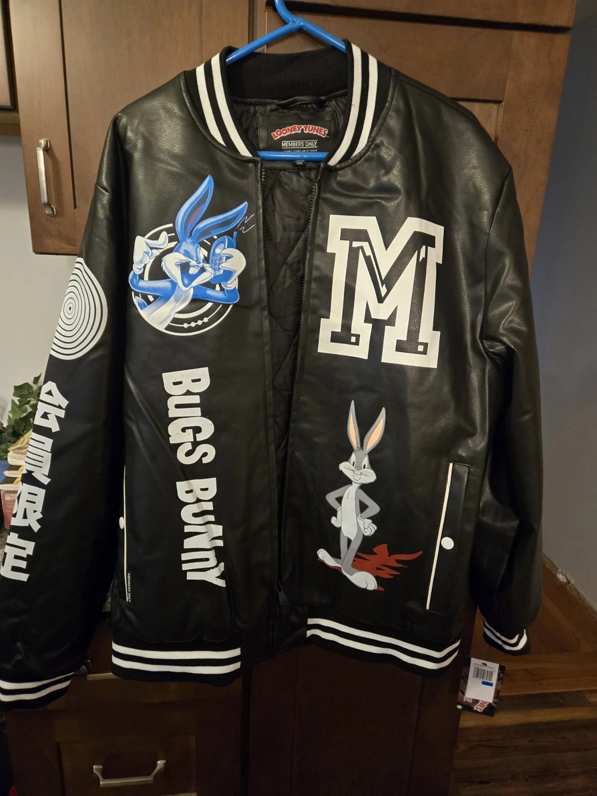 Jacket Black Varsity Bomber Members Only Small Looney Tunes Bugs Bunny NWT MO