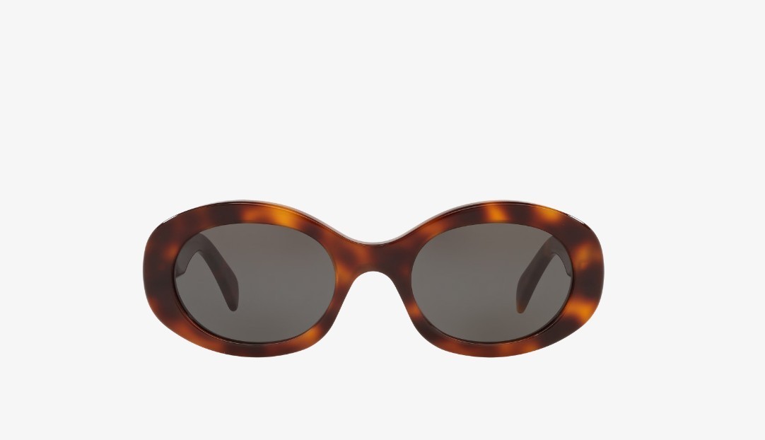 CELINE Triomphe women’s oval sunglasses + hard case +bag 52mm CL40194U Tortoise