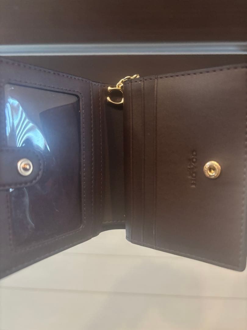 COACH Two Fold Wallet Crocodile Embossed Black
