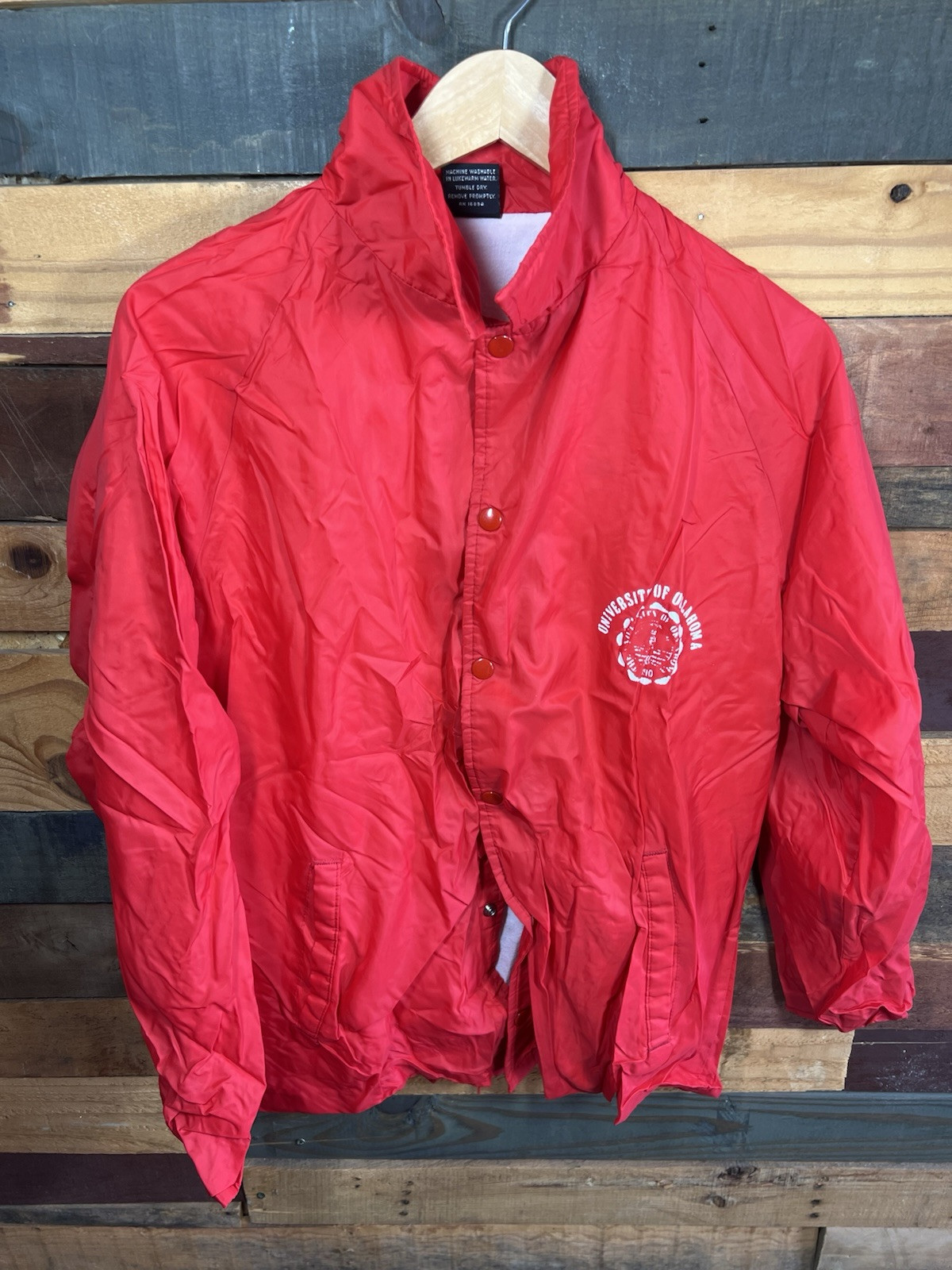 Vtg 70s 80s Oklahoma Sooners NCAA Red Lightweight Jacket Sports Master tag M