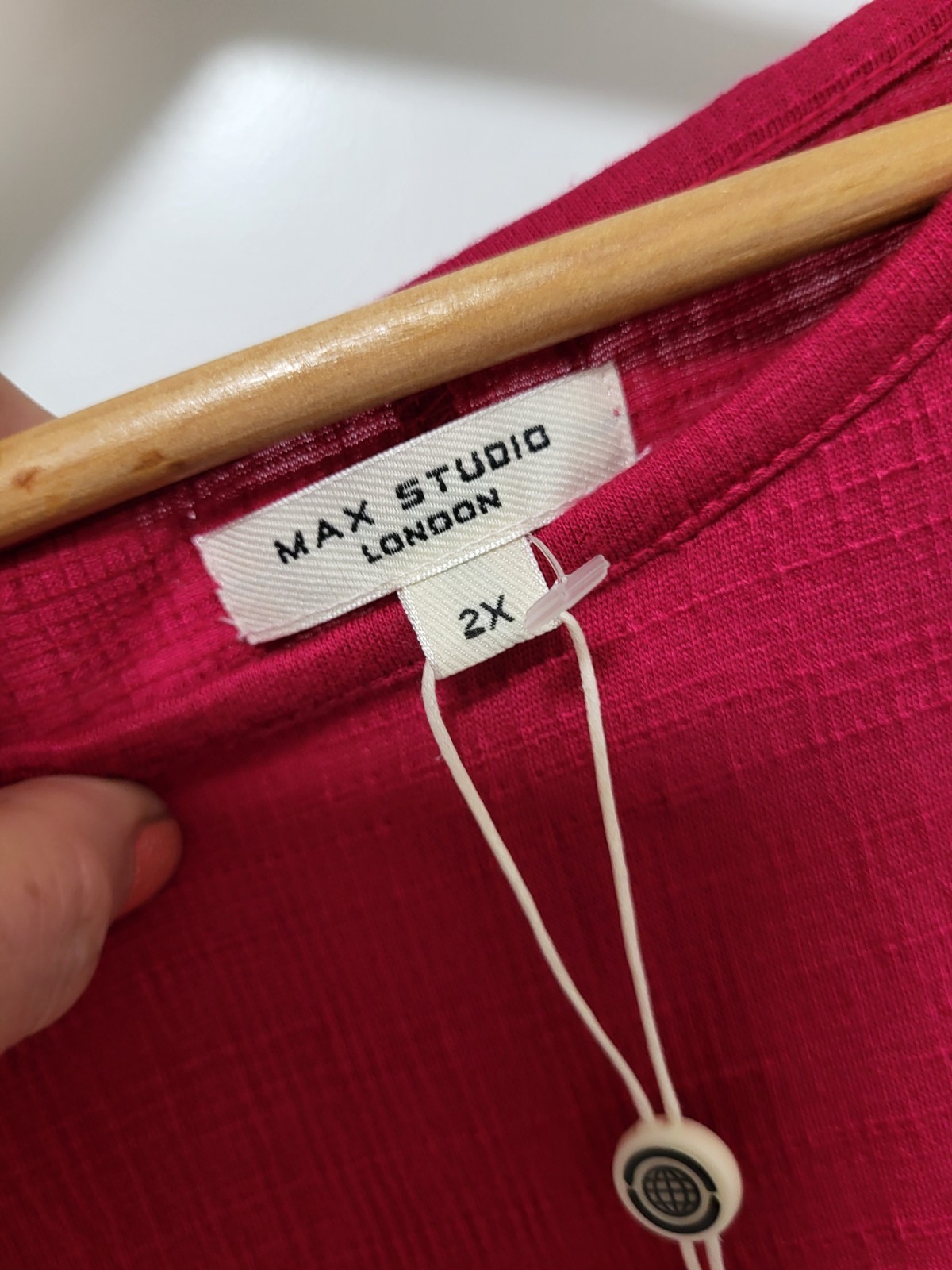New Max Studio Raspberry Relaxed 3/4 Sleeve Lightweight Top Sz 2X
