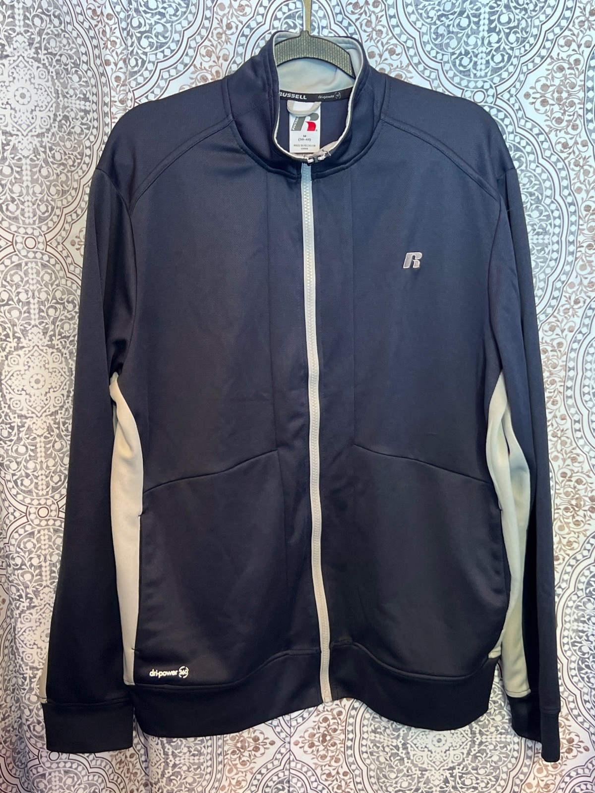 Russell Dri-Power 360 Men’s Size M Full-Zip Jacket Navy Lightweight Polyester