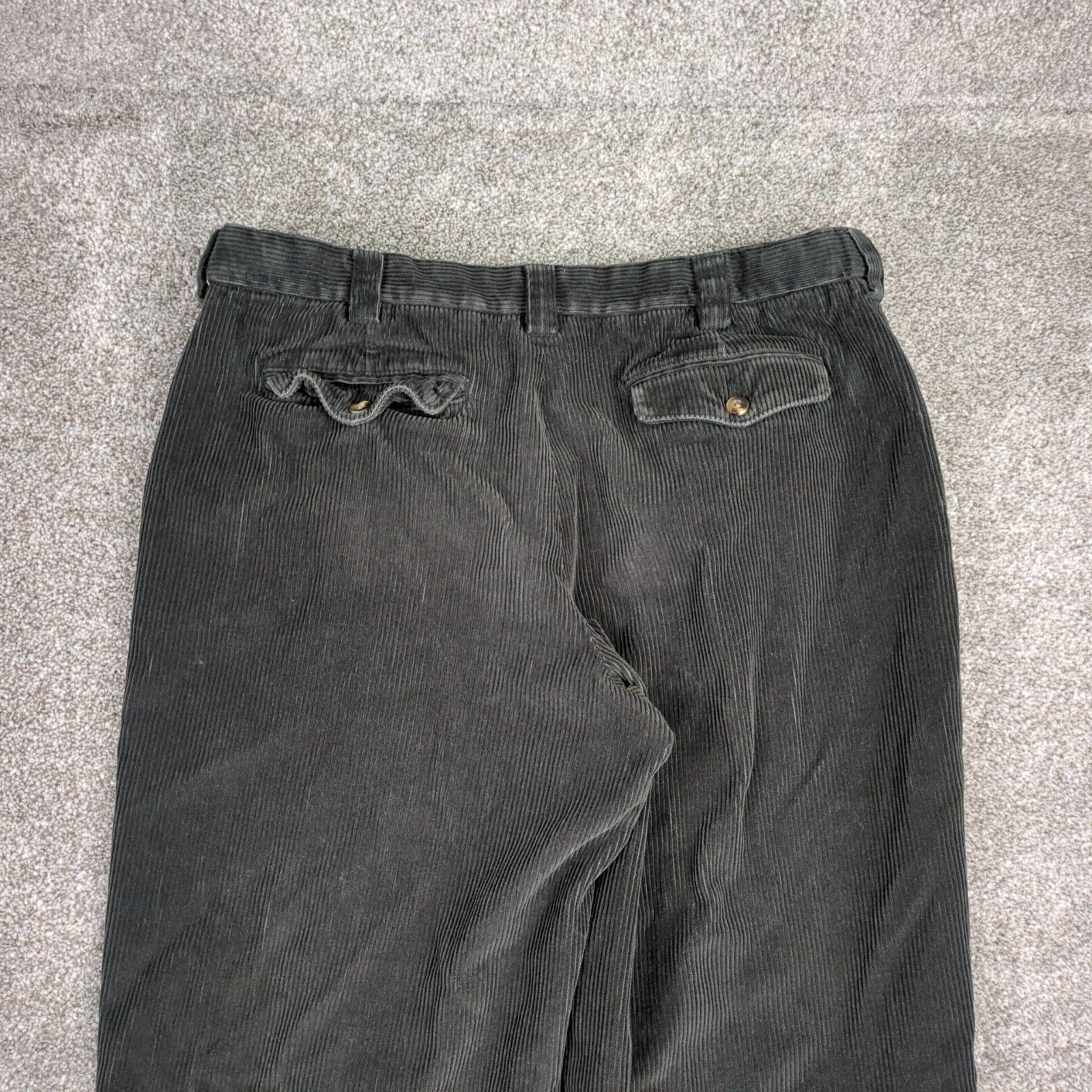 LL Bean Pants Mens 38 Black Corduroy Club Pant Casual Dressy Preppy Big Whale