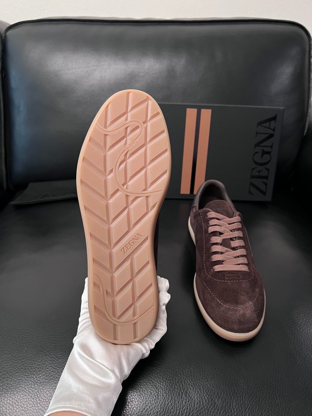 Zegna Oasi 232 Mens Suede Leather Casual Sneakers Dark Brown Size 38-45