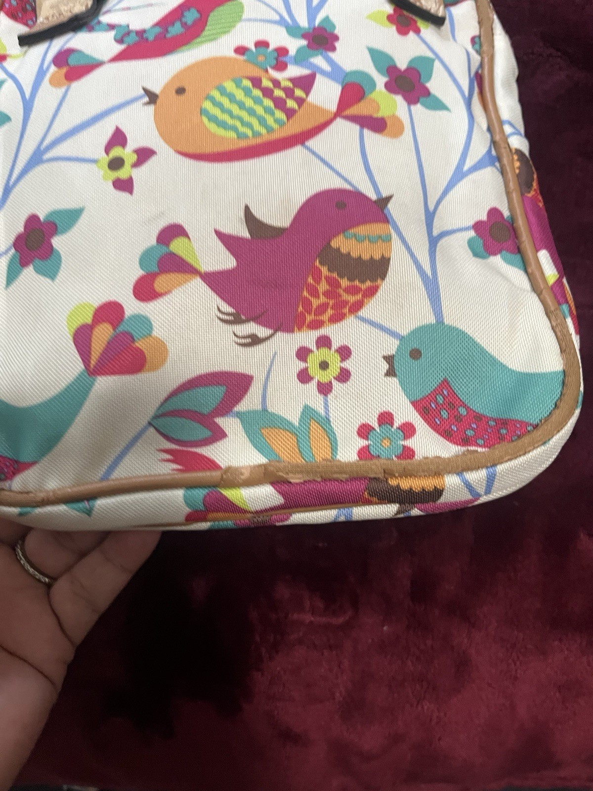 Lily Bloom Women’s Multicolor Bird Floral Crossbody Zip Closure Lined Pockets