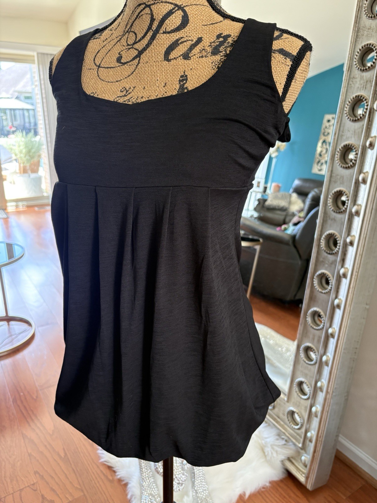 Women’s Black Flowy Tank Top, Dressy Top, Shirt, Summer, casual, wear to work