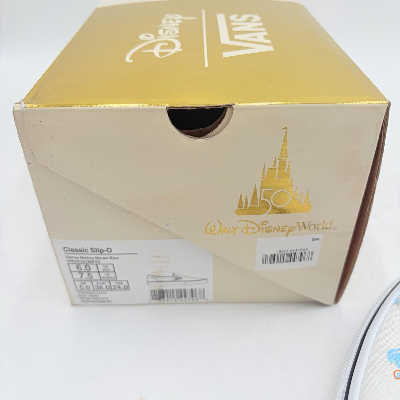 VANS x DISNEY 50TH ANNIVERSARY Mickey Mouse Walt Disney World Slip-On M 6 W 7.5