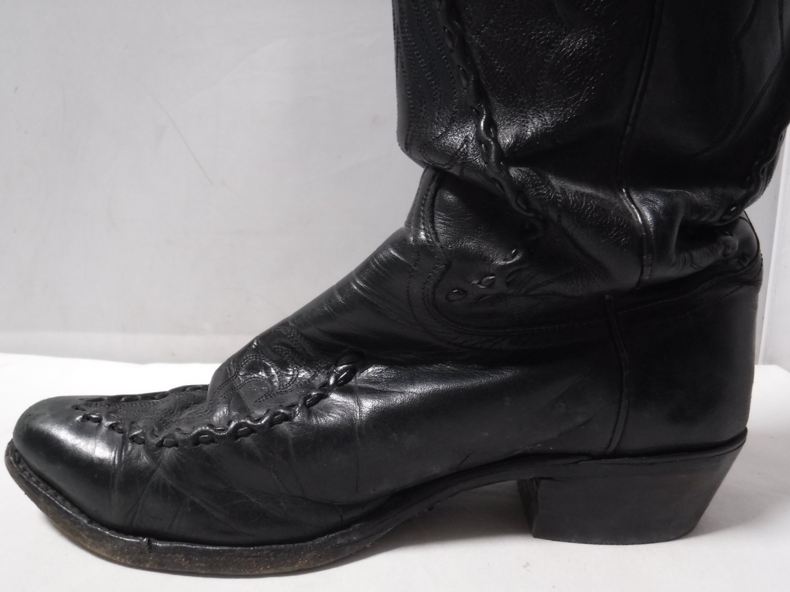Dan Post-Phoenix Distressed Western Boots Men Size 8.5 EW Black Leather 16660