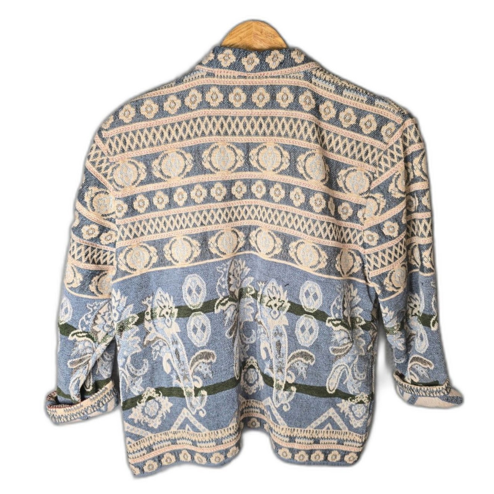 Vintage 90s Flashback Womens Tapestry Jacket M Blue Cotton Rayon Made India