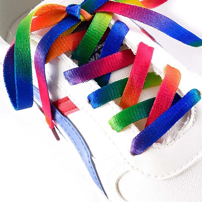Lorpops Bright Rainbow Shoelaces Flat Colorful Fashion Sneakers 47 in. 5/16 wide