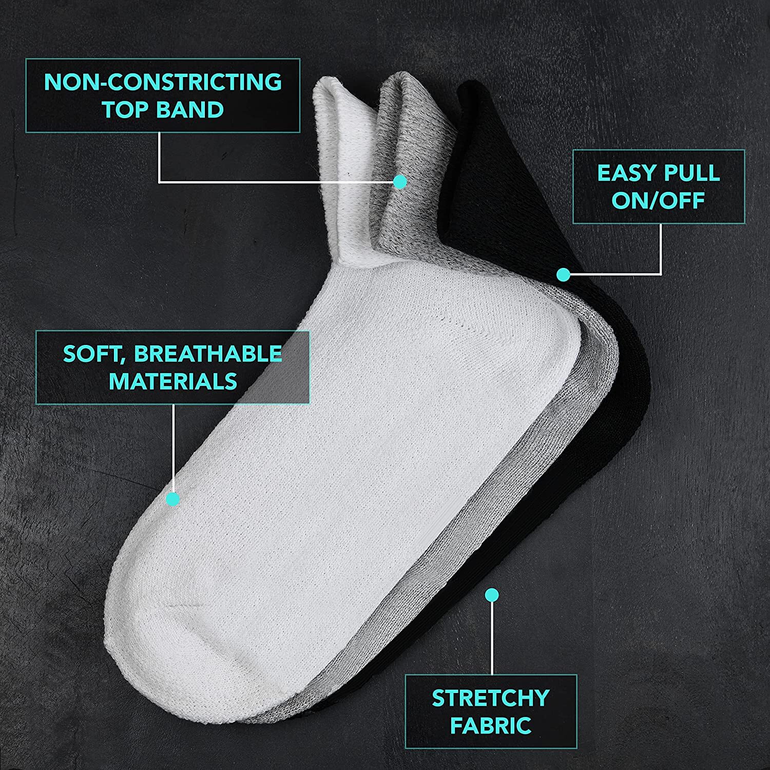 3-12 Pairs Men Circulatory Diabetic Health Ankle Quarter Cotton White Socks 9-15