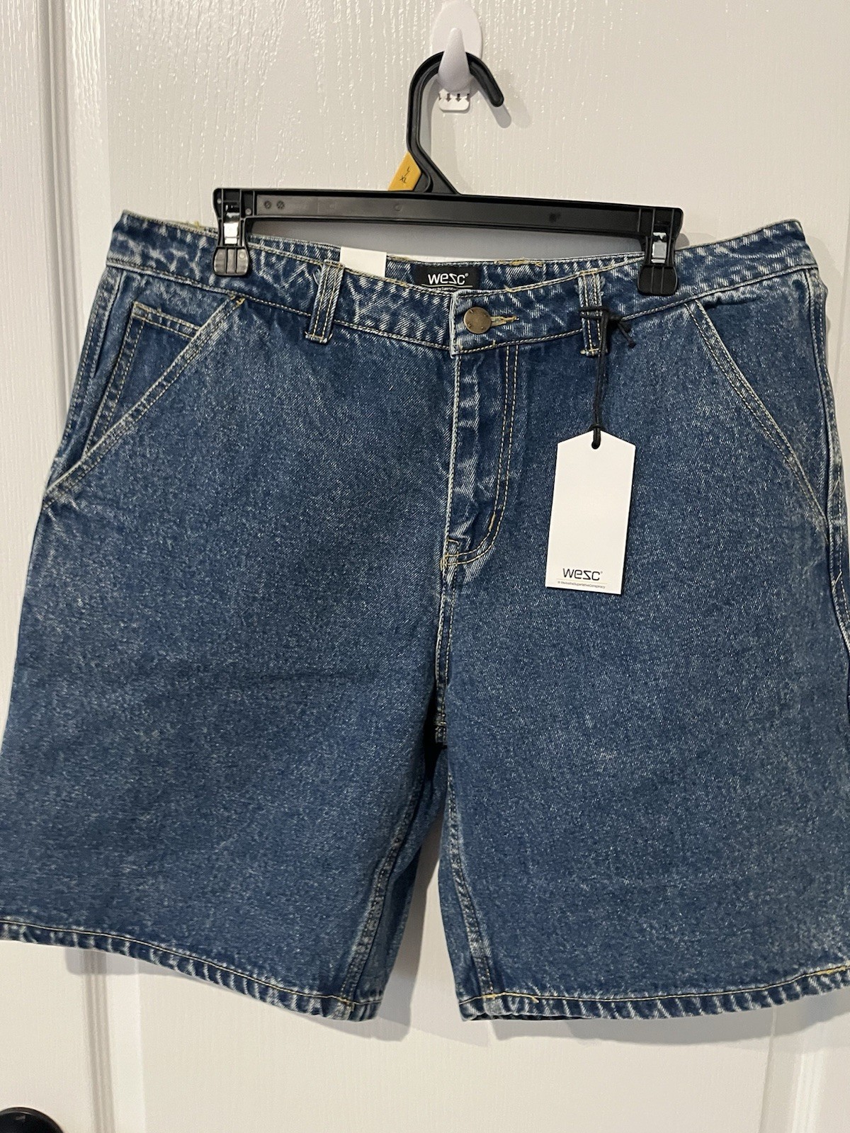 WESC Denim Carpenter Shorts W32 Indigo Wash NWT