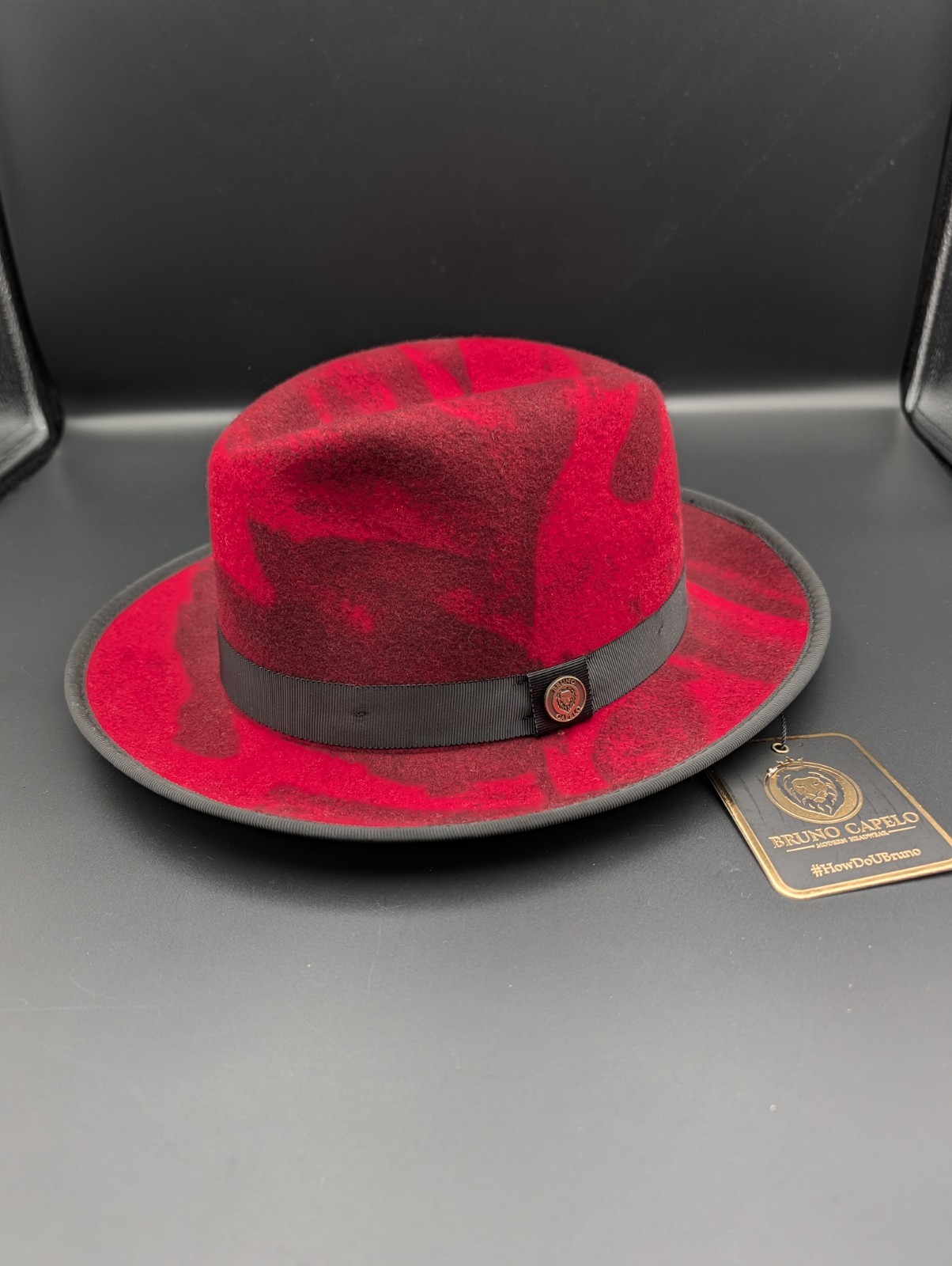 NEW Bruno Capelo Fashion Dress Fedora Hat 100% Wool Kingston Red Medium