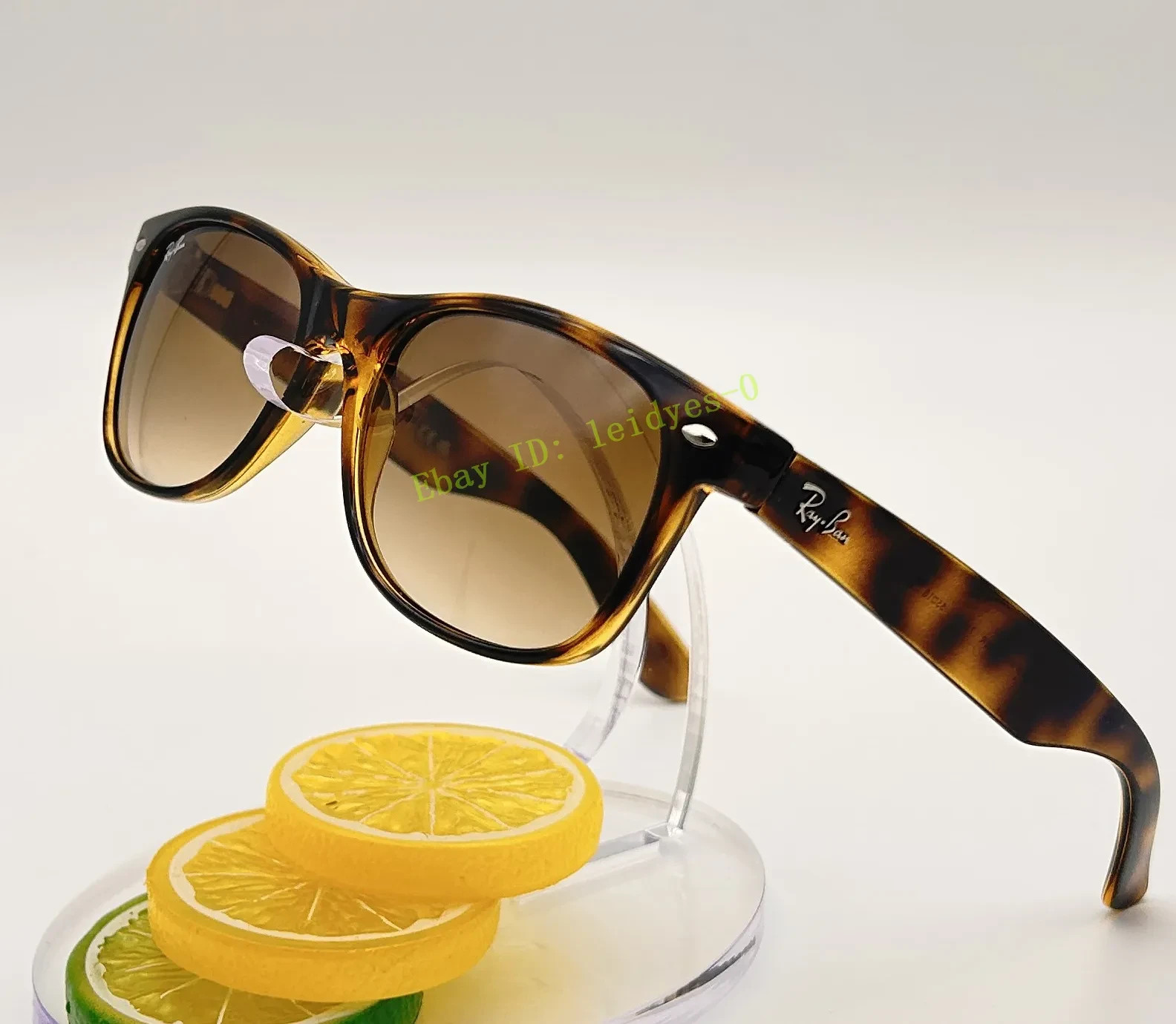 Ray-Ban RB2132 New Wayfarer Sunglasses Light Brown Gradient Lens Havana Frame 55