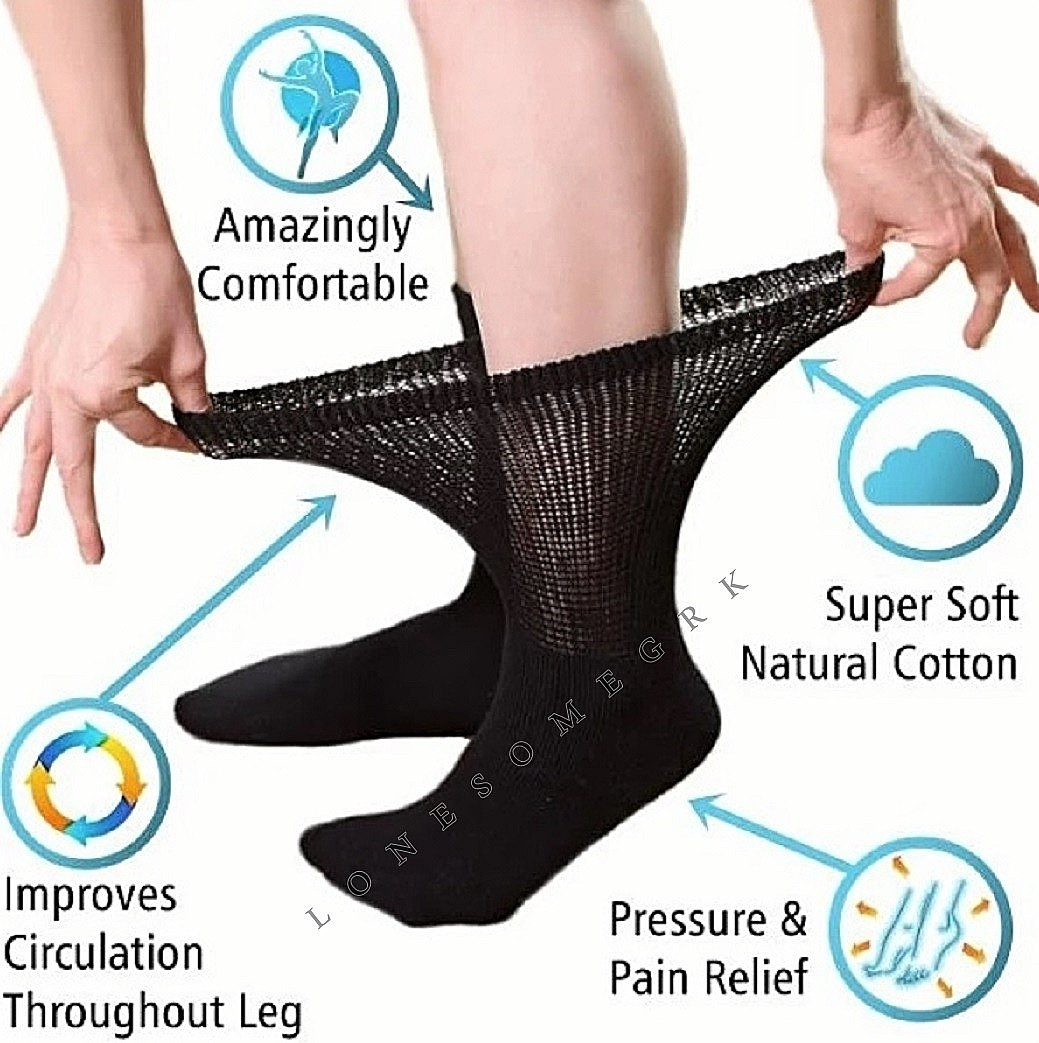 12 Pairs Mens Physicians Choice VENTILATED Diabetic Variety Crew Socks US Made