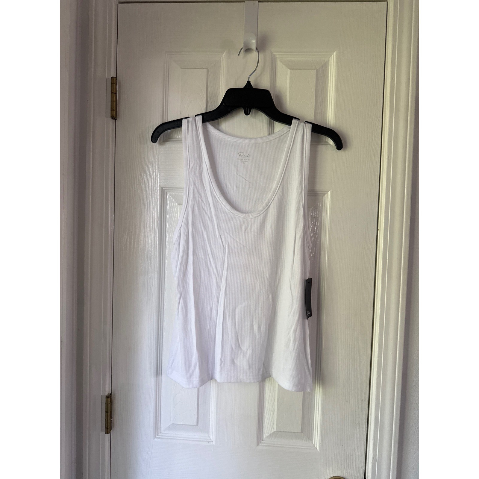 Rails Everyday Tank Top White Ribbed Scoop Neck XL 861C-376C-002 NEW