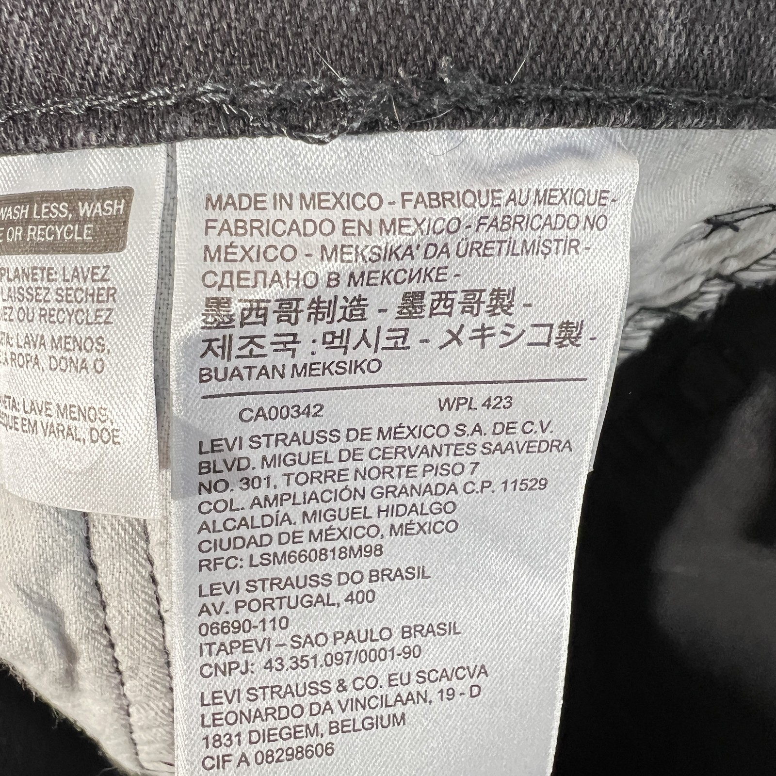 Levis 511 Mens Slim Fit Jeans W38 L32 Faded Black Denim 5-Pocket
