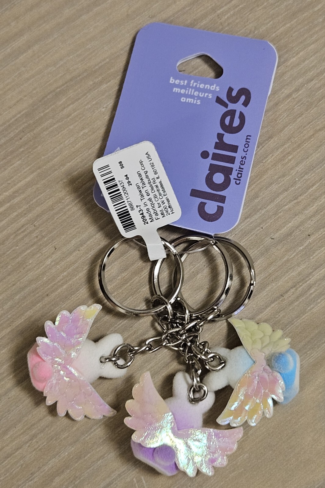 3 PCS CLAIRE’S BUNNY ANGEL WINGS FRIENDSHIP KEYCHAINS