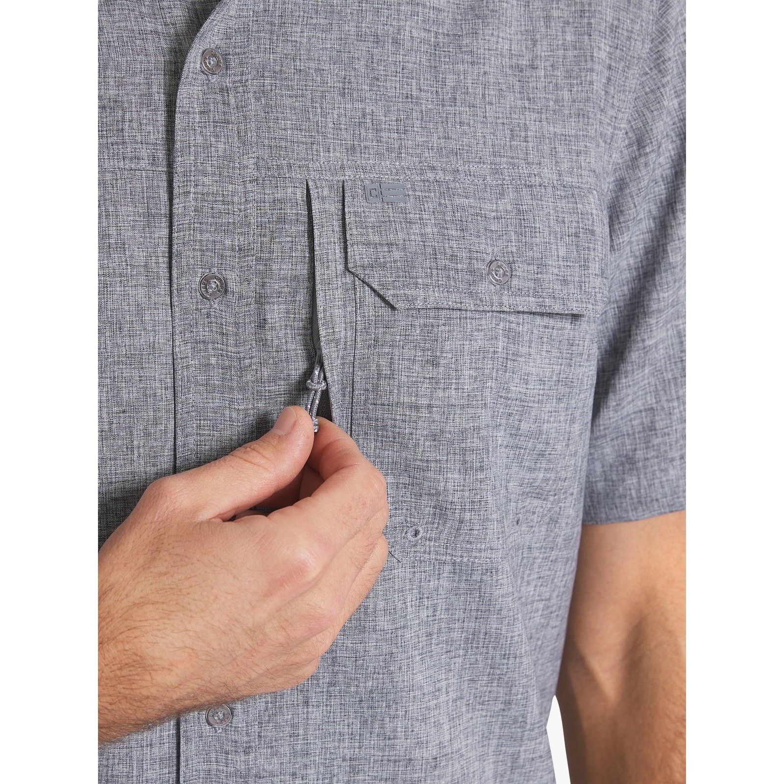 Chaps Men’s Tech Chambray Short Sleeve Button Up Shirt Charcoal XL