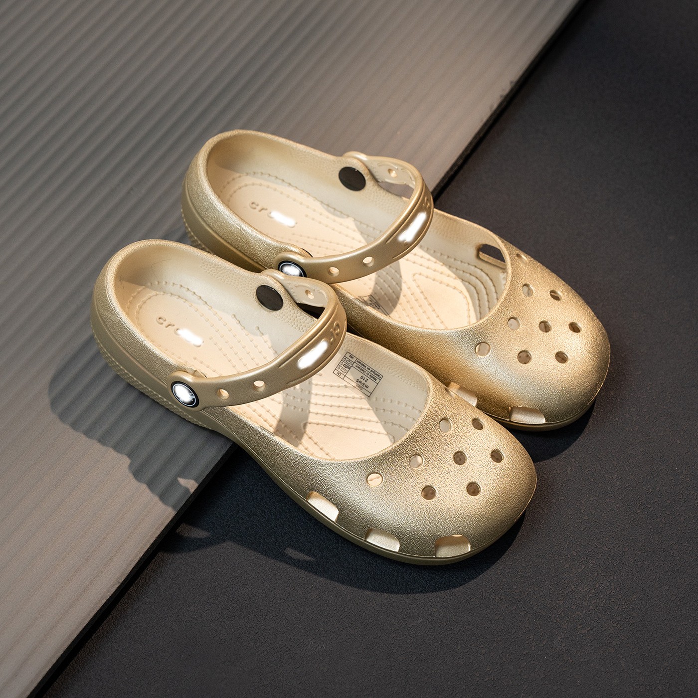crocc Women Ballet Platform Clogs Gold Glitter Slip On Non Slip Casual Sandals