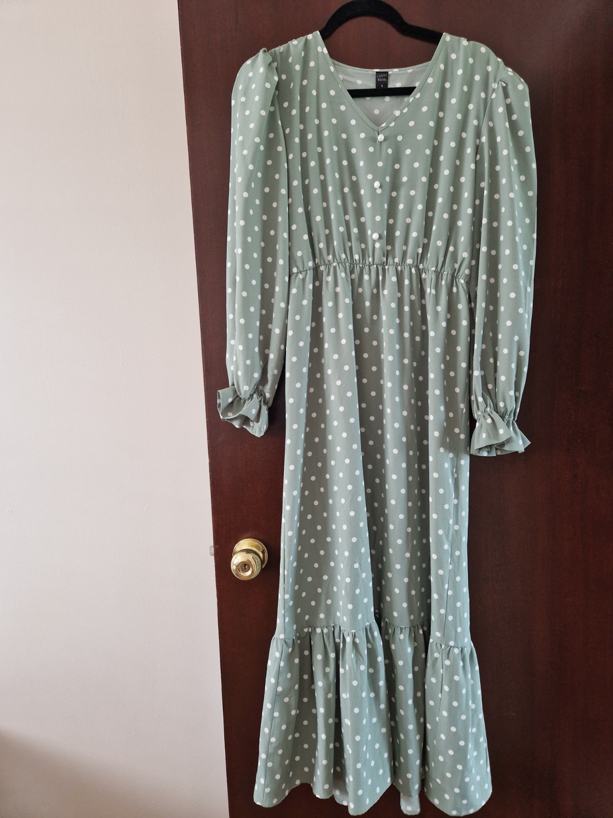 Emery Rose Dress Size Small Midi Long Green Polka Dot Wedding Occasion Summer