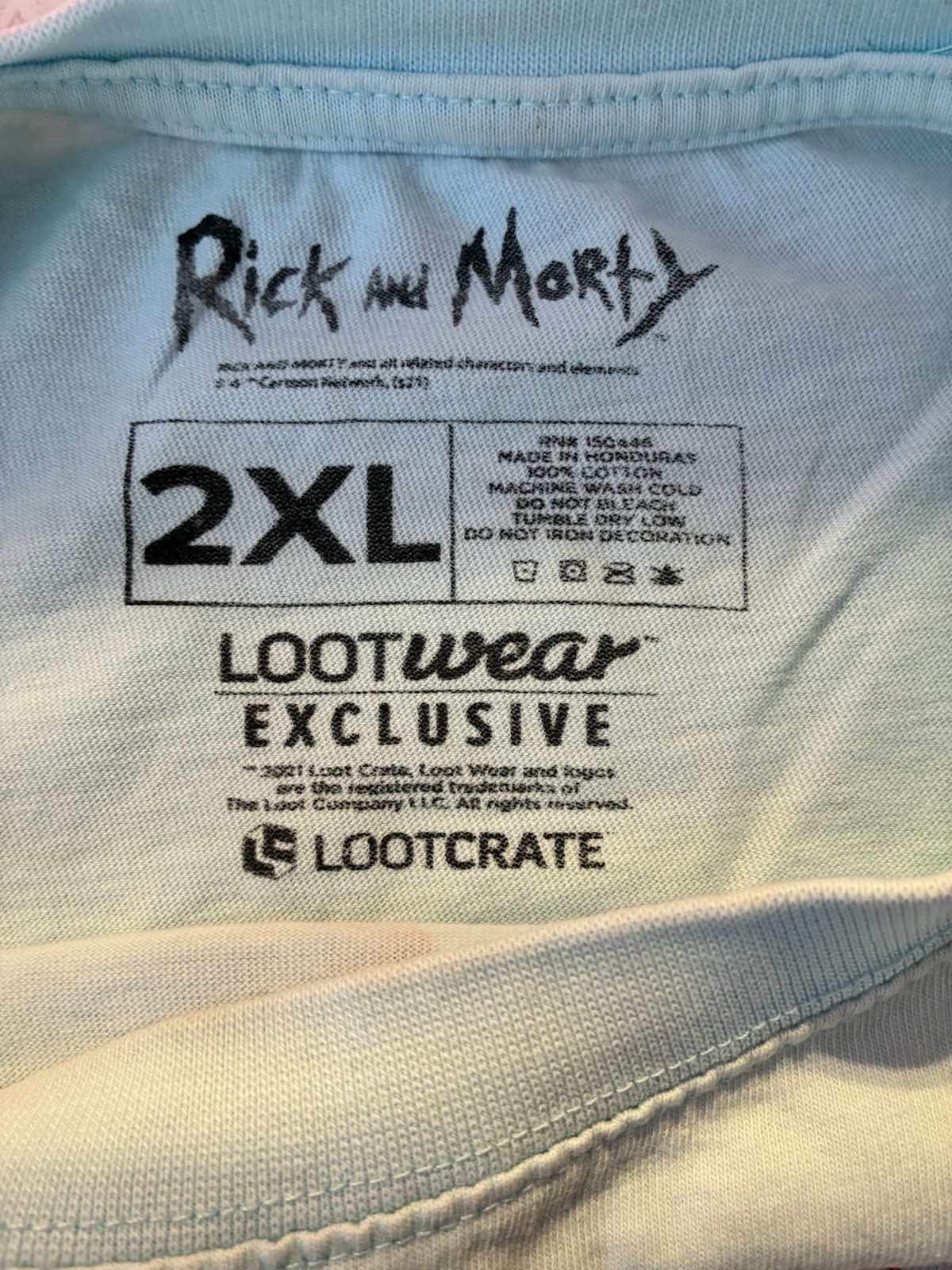 Rick and Morty Loot Crate Exclusive T-Shirt Men’s 2XL Blue Unproductive Tee .