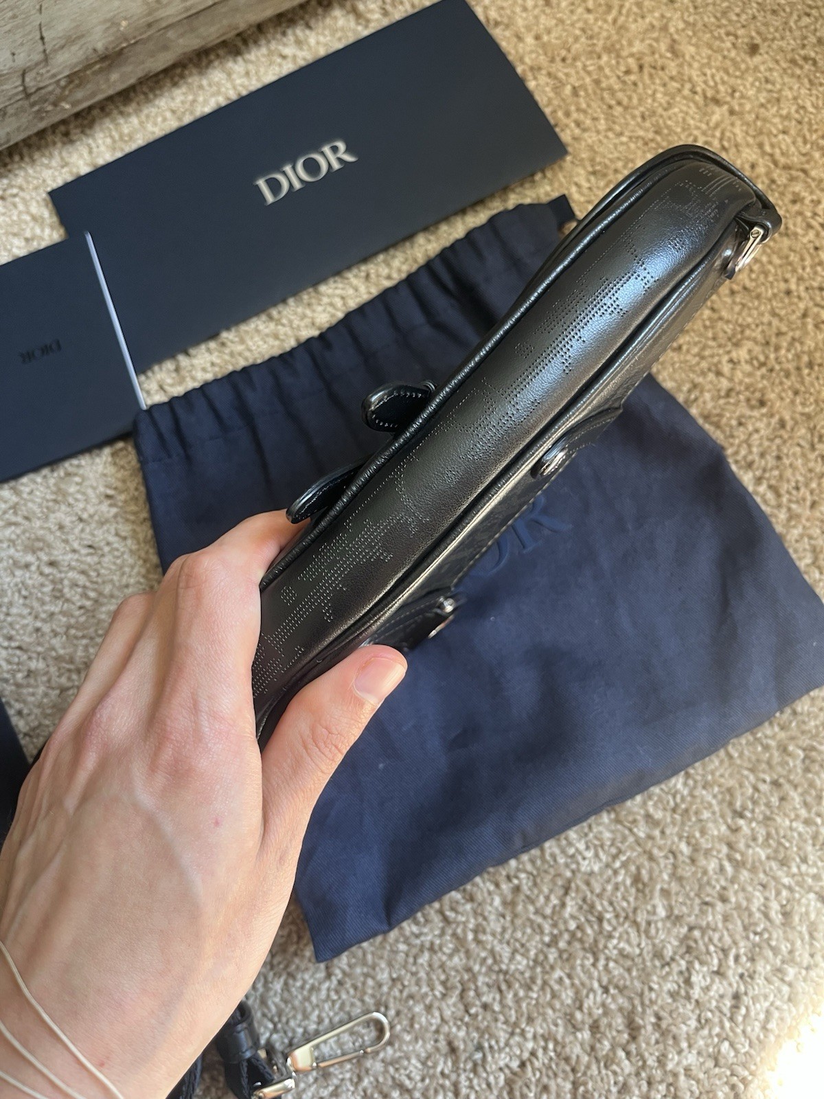 Dior Saddle Mini Galaxy Oblique Black Logo Pattern Men’s Crossbody Full Set
