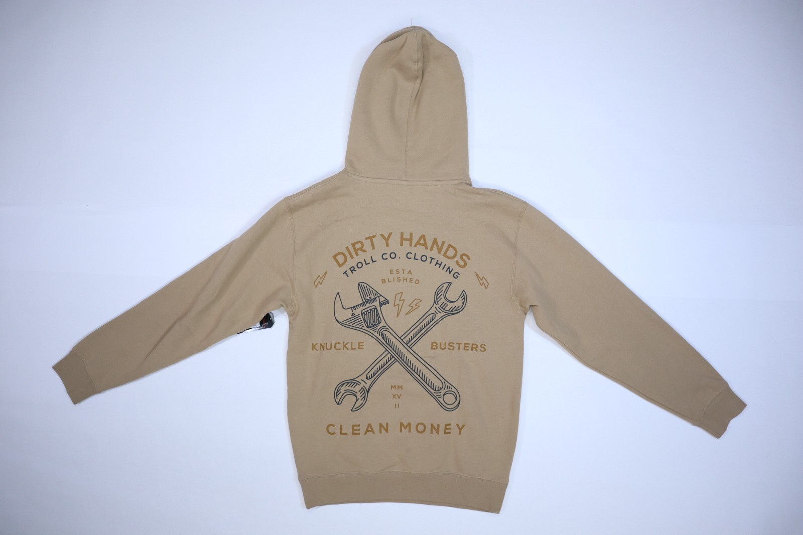 Troll Co Dirty Hands Clean Money Twisting Wrenches Hoodie Sandstone Mens S