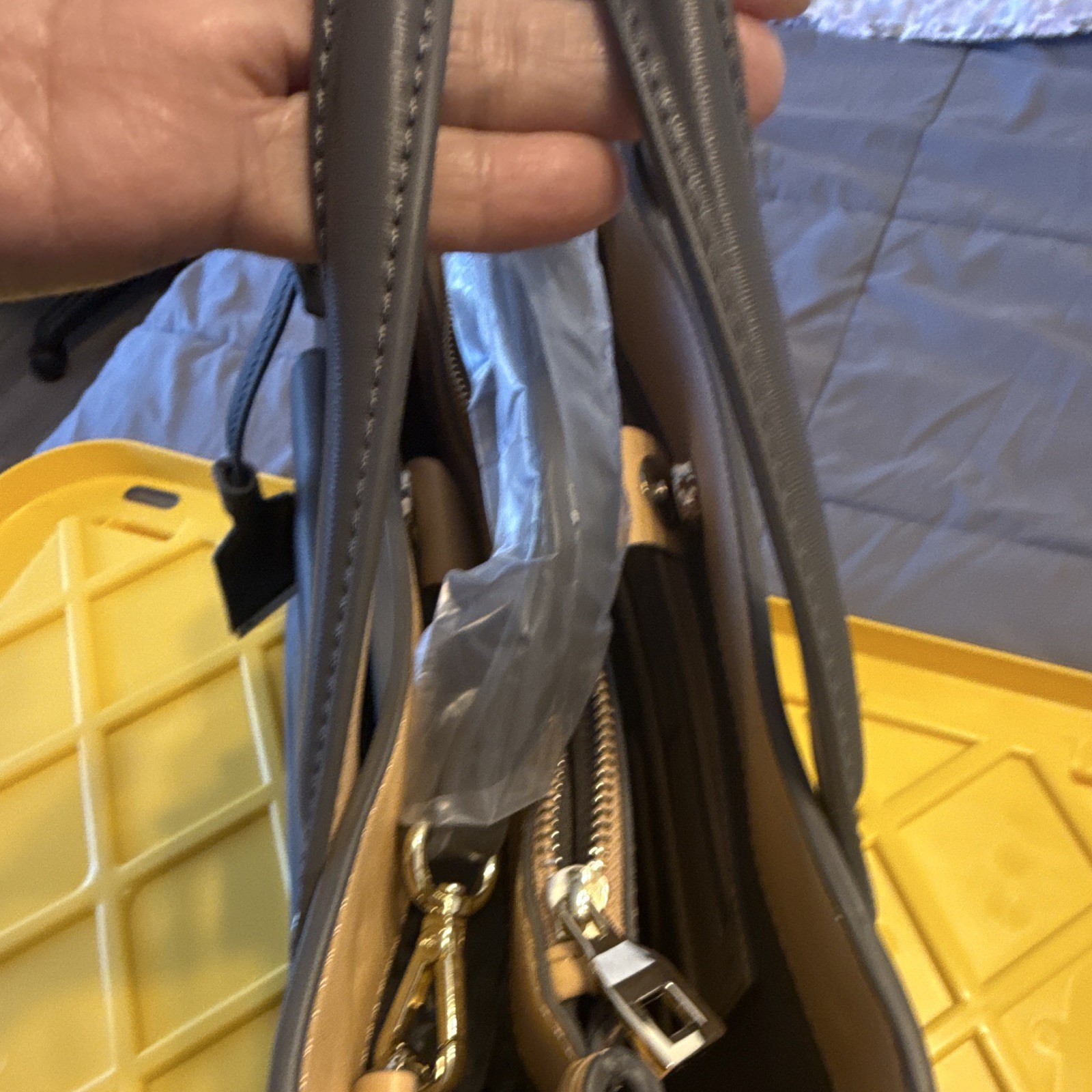 ZARA Basic Collection Gray Top Handle Satchel Bag, Detachable Strap