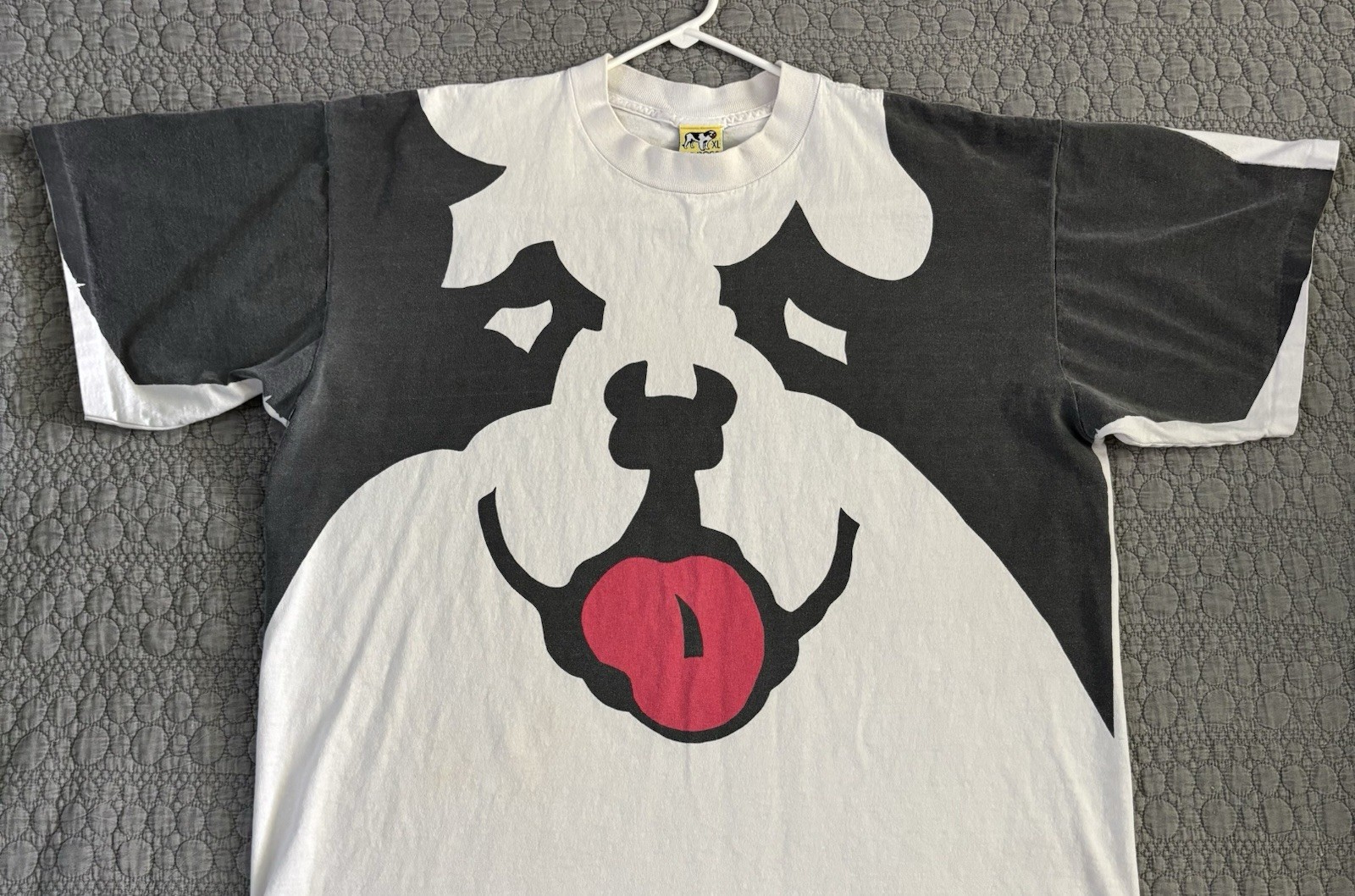 Vtg Big Dogs Dog Face T Shirt XL All Over Print USA Single Stitch 90’s Graphic T