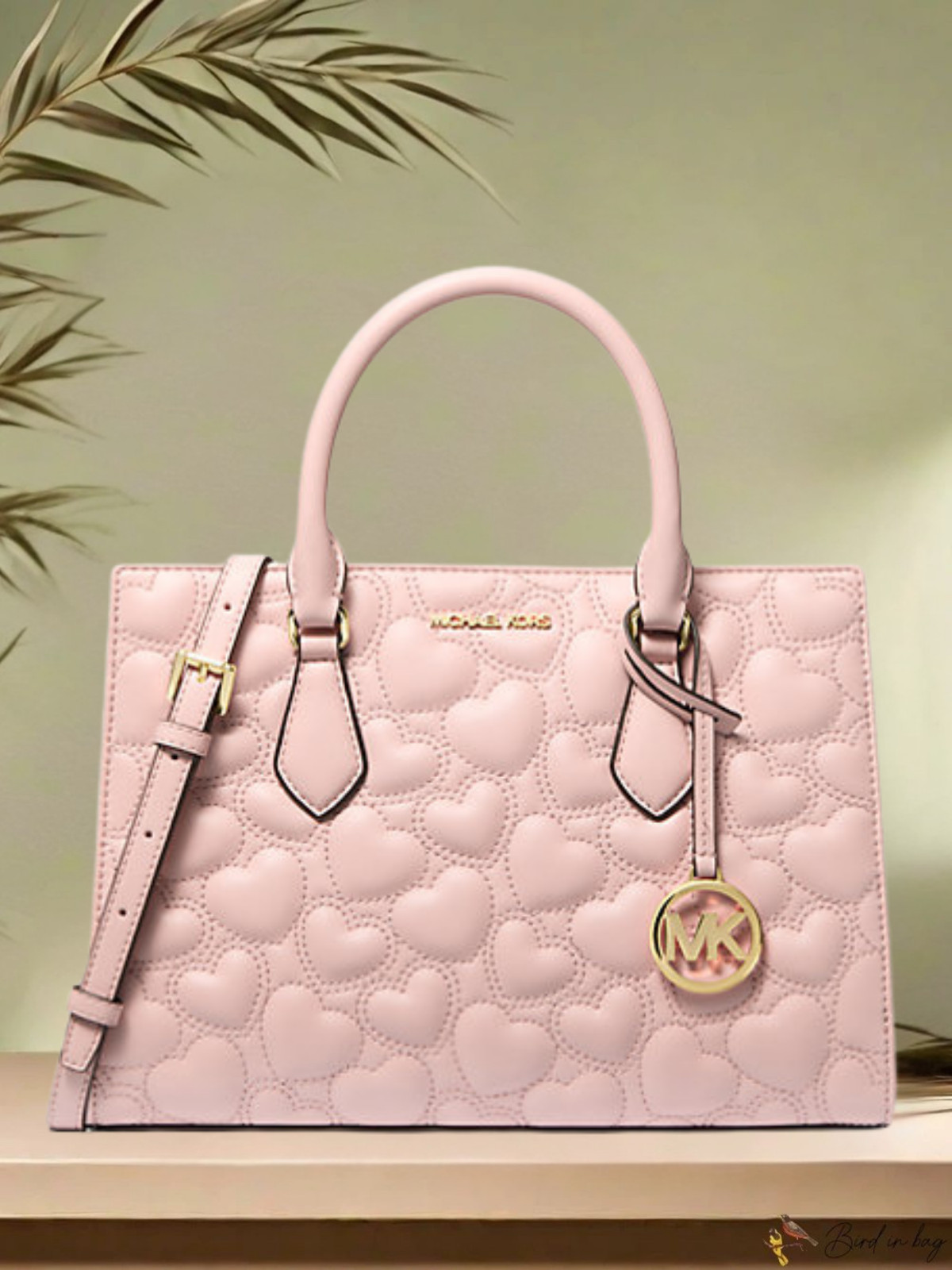 Michael Kors Sheila Women Medium Heart Embroidered Satchel Purse Bag Handfbag MK