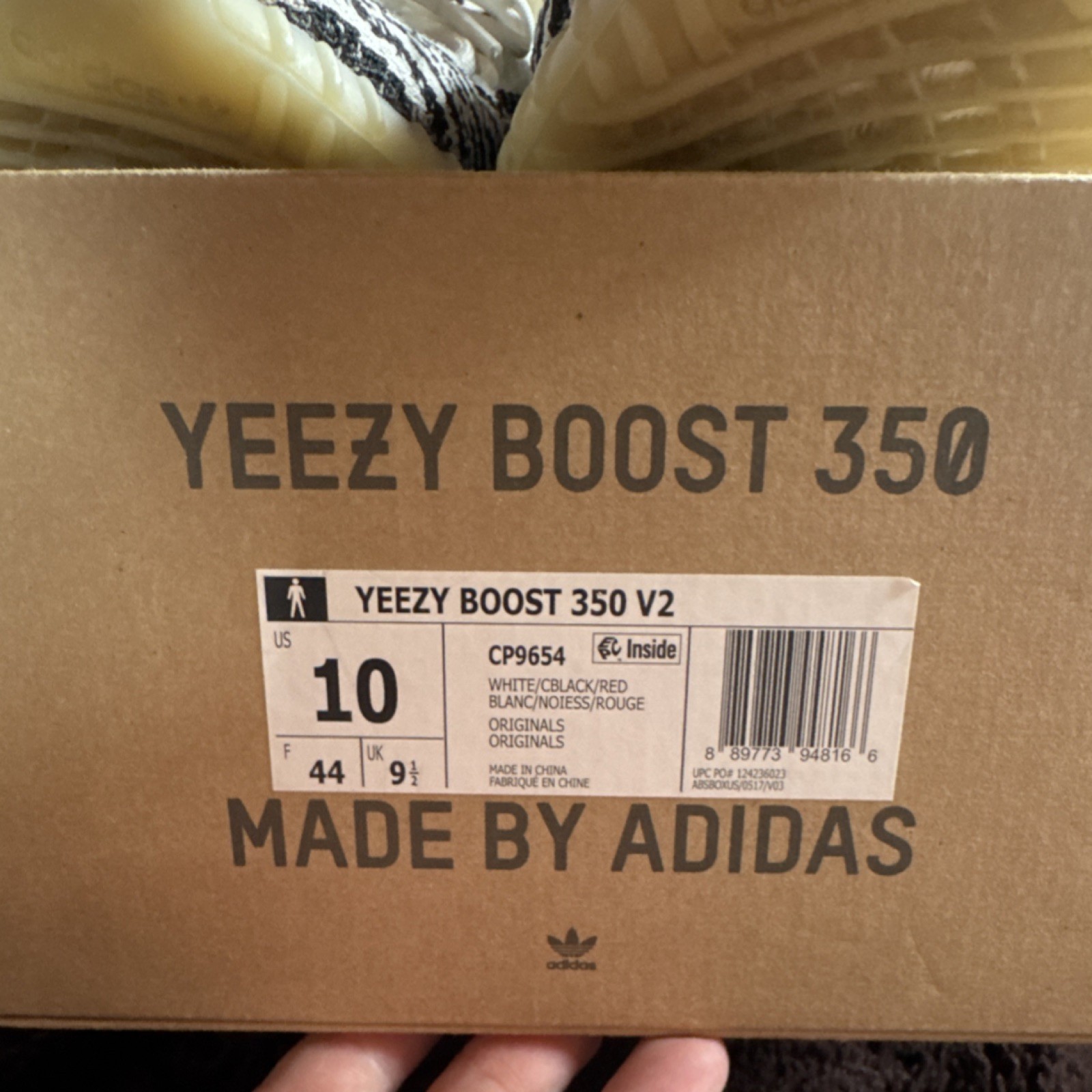 adidas Yeezy Boost 350 V2 CP9654 Zebra White Black Red Kanye West Sneaker