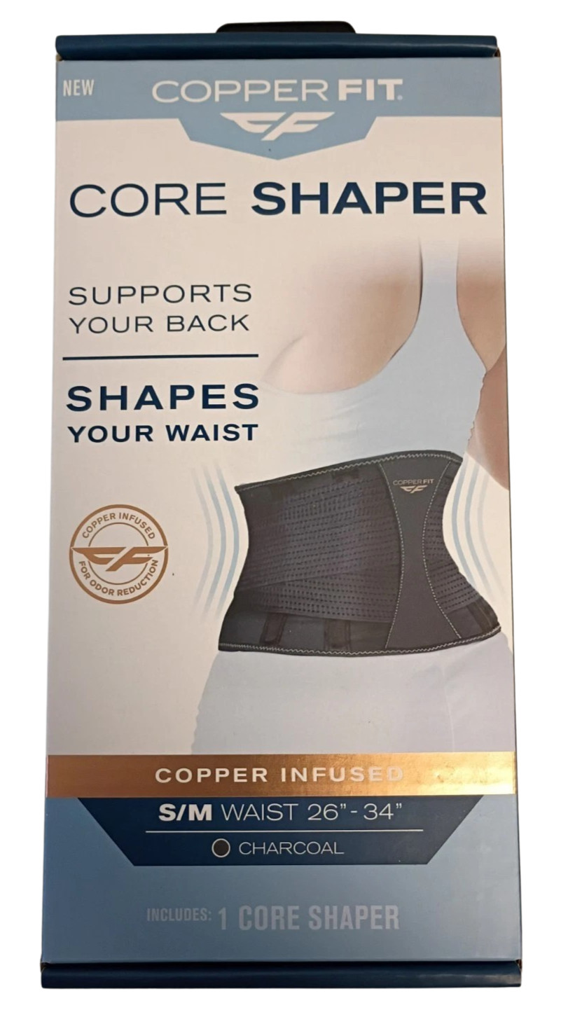Copper Fit Women’s Core Shaper Back Support Shaper S/M Waist 26″-34″ – Charcoal